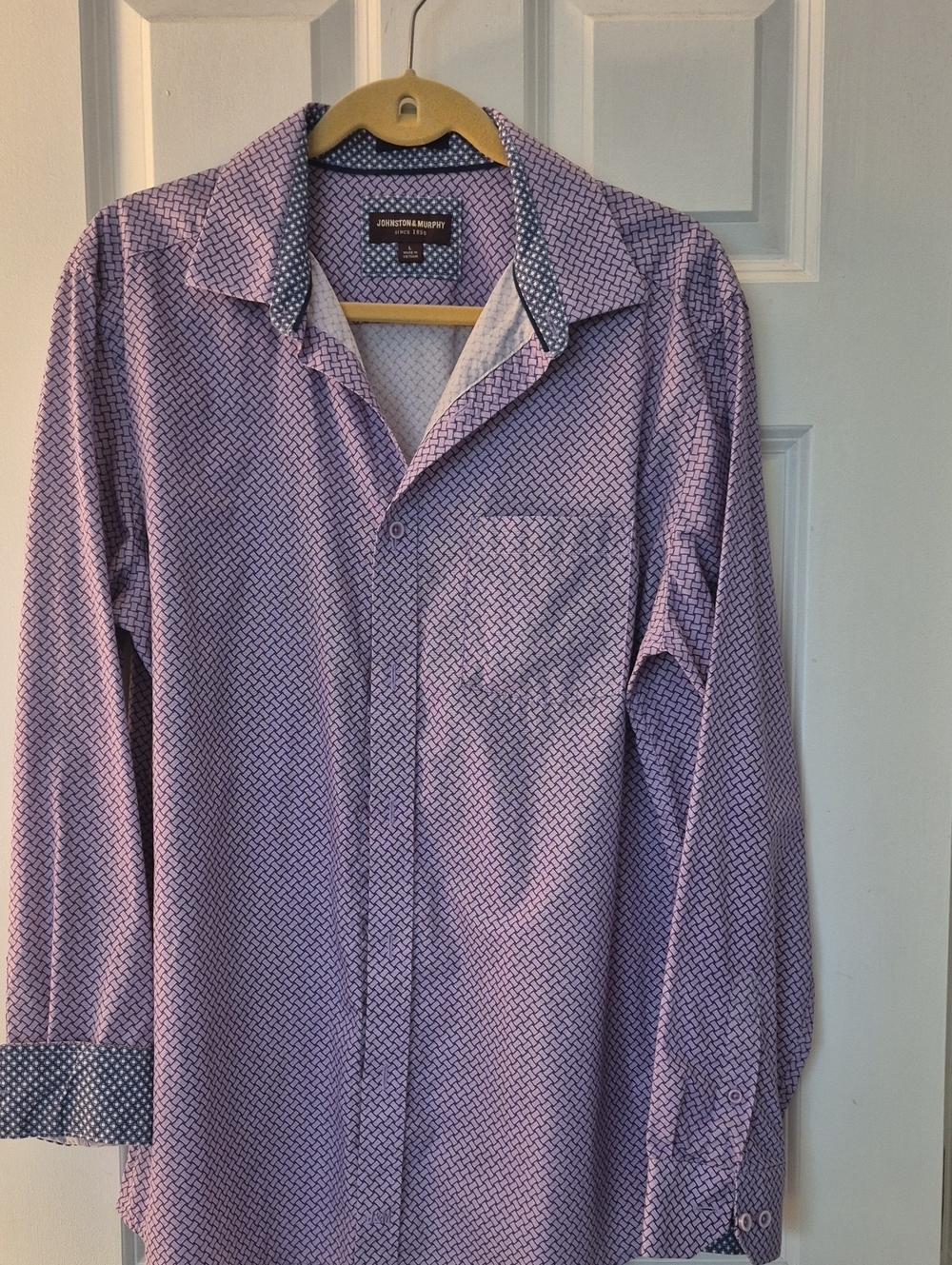 Johnston & Murphy Lavender Geometric Print Button-Down Shirt